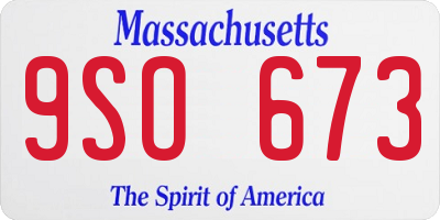 MA license plate 9SO673
