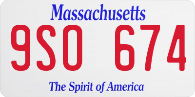 MA license plate 9SO674