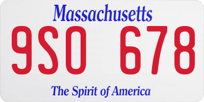 MA license plate 9SO678