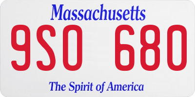 MA license plate 9SO680