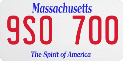 MA license plate 9SO700