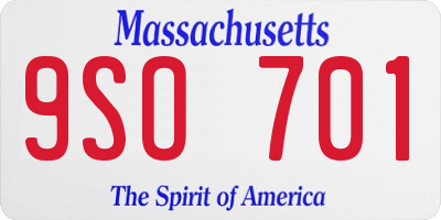 MA license plate 9SO701