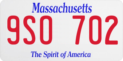 MA license plate 9SO702