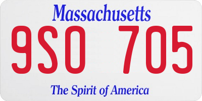 MA license plate 9SO705