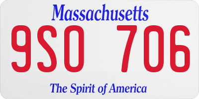 MA license plate 9SO706