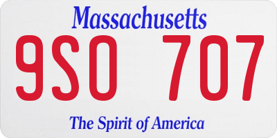 MA license plate 9SO707