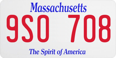 MA license plate 9SO708
