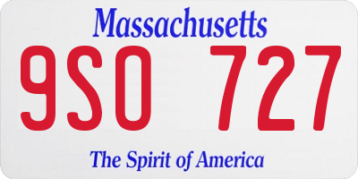 MA license plate 9SO727