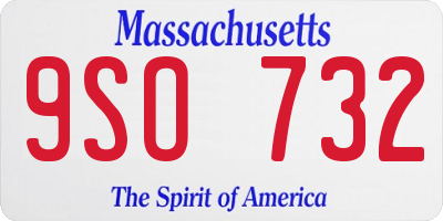 MA license plate 9SO732