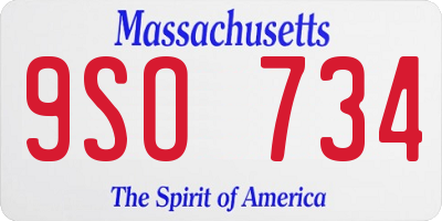 MA license plate 9SO734