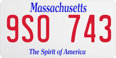 MA license plate 9SO743