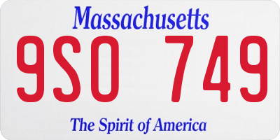 MA license plate 9SO749