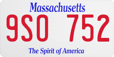 MA license plate 9SO752