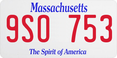 MA license plate 9SO753