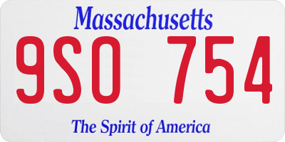 MA license plate 9SO754