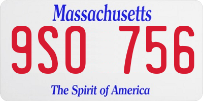 MA license plate 9SO756