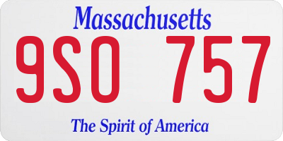 MA license plate 9SO757