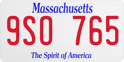 MA license plate 9SO765