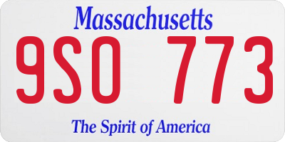 MA license plate 9SO773