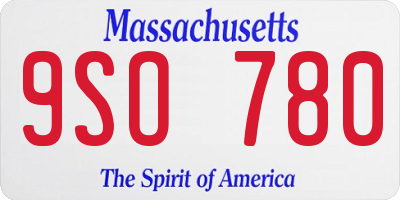 MA license plate 9SO780