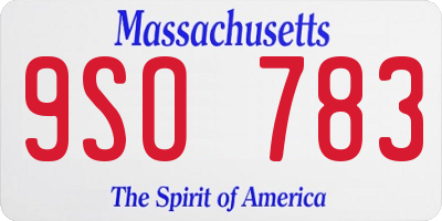 MA license plate 9SO783