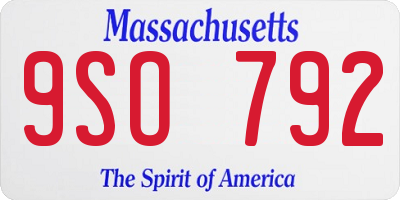 MA license plate 9SO792