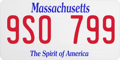 MA license plate 9SO799