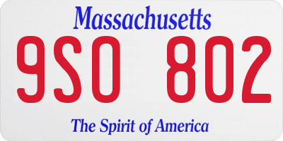 MA license plate 9SO802