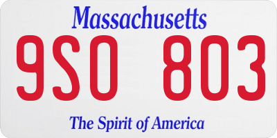 MA license plate 9SO803