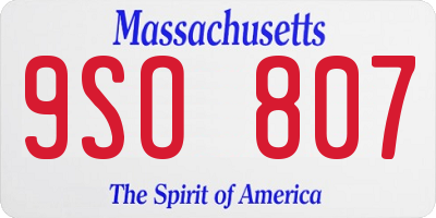 MA license plate 9SO807