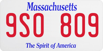 MA license plate 9SO809