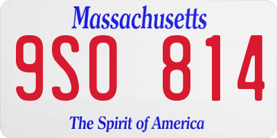 MA license plate 9SO814