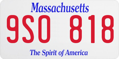 MA license plate 9SO818
