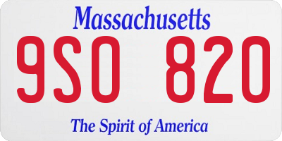 MA license plate 9SO820