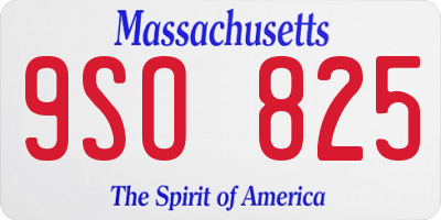 MA license plate 9SO825