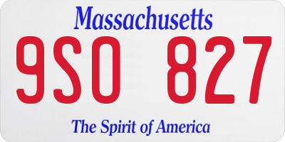 MA license plate 9SO827