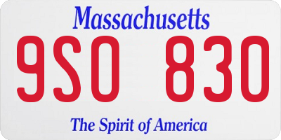 MA license plate 9SO830