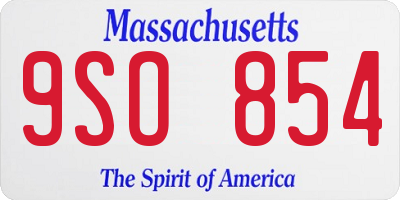 MA license plate 9SO854