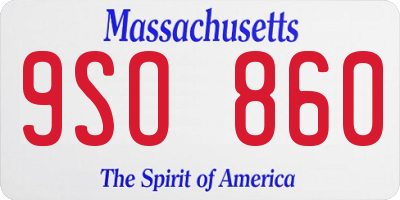 MA license plate 9SO860