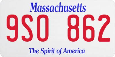 MA license plate 9SO862
