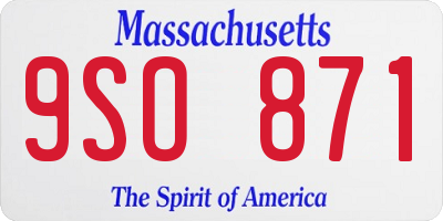 MA license plate 9SO871