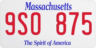 MA license plate 9SO875