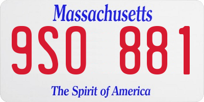 MA license plate 9SO881