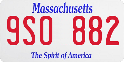 MA license plate 9SO882