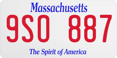 MA license plate 9SO887