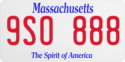 MA license plate 9SO888
