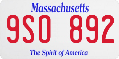 MA license plate 9SO892