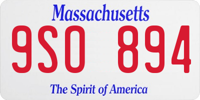 MA license plate 9SO894
