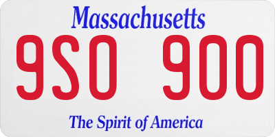 MA license plate 9SO900