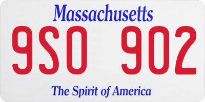 MA license plate 9SO902